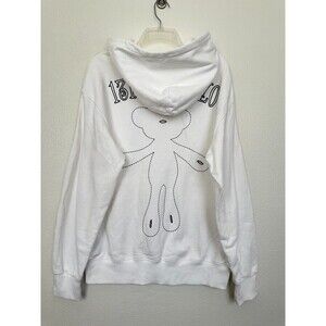 13DE Marzo Hoodie Logo Graphic Oversized Sweatshirt Teddy White Women's Medium